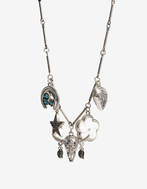 Collares Cortos Con Dijes Collar Western Multidijes - Plateado Antique Silver