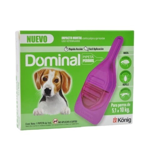 PIPETA ANTIPULGAS Y GARRAPATAS PARA PERROS DOMINAL KONIG DE 5 A 10 KG