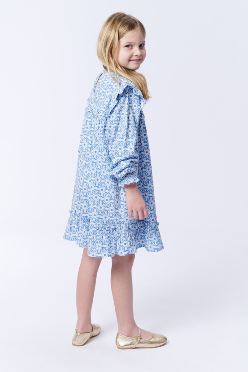 Vestido volados estampado Celeste