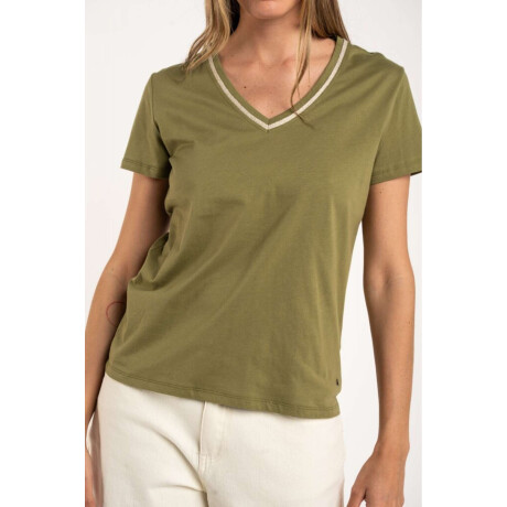 Remera Algodon Peinado Escote Lurex Safari