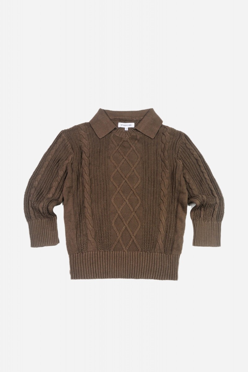 Sweater cuello polo MARRON