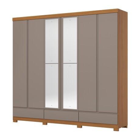 ROPERO IMPERIAL 6 PUERTAS 9 CAJONES CON ESPEJOS GUARDARROPA CLOSET ARMARIO 100% MDF CANELA