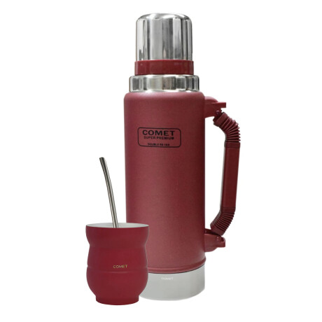 Set Matero Comet Termo 1,25L + Mate 140ML + Bombilla Regalo Bordó