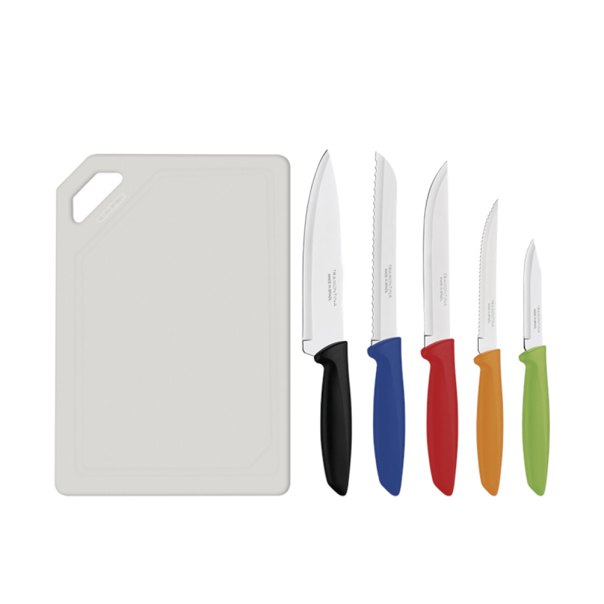 Juego 5 cuchillos + tabla plástica "PLENUS" -TRAMONTINA - TN9718 