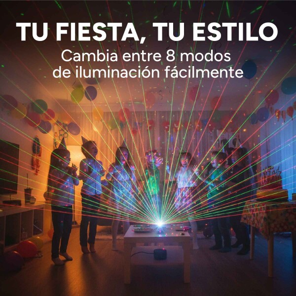 Proyector Luces Laser 8 En 1 Iluminación Fiestas Discoteca Color Negro