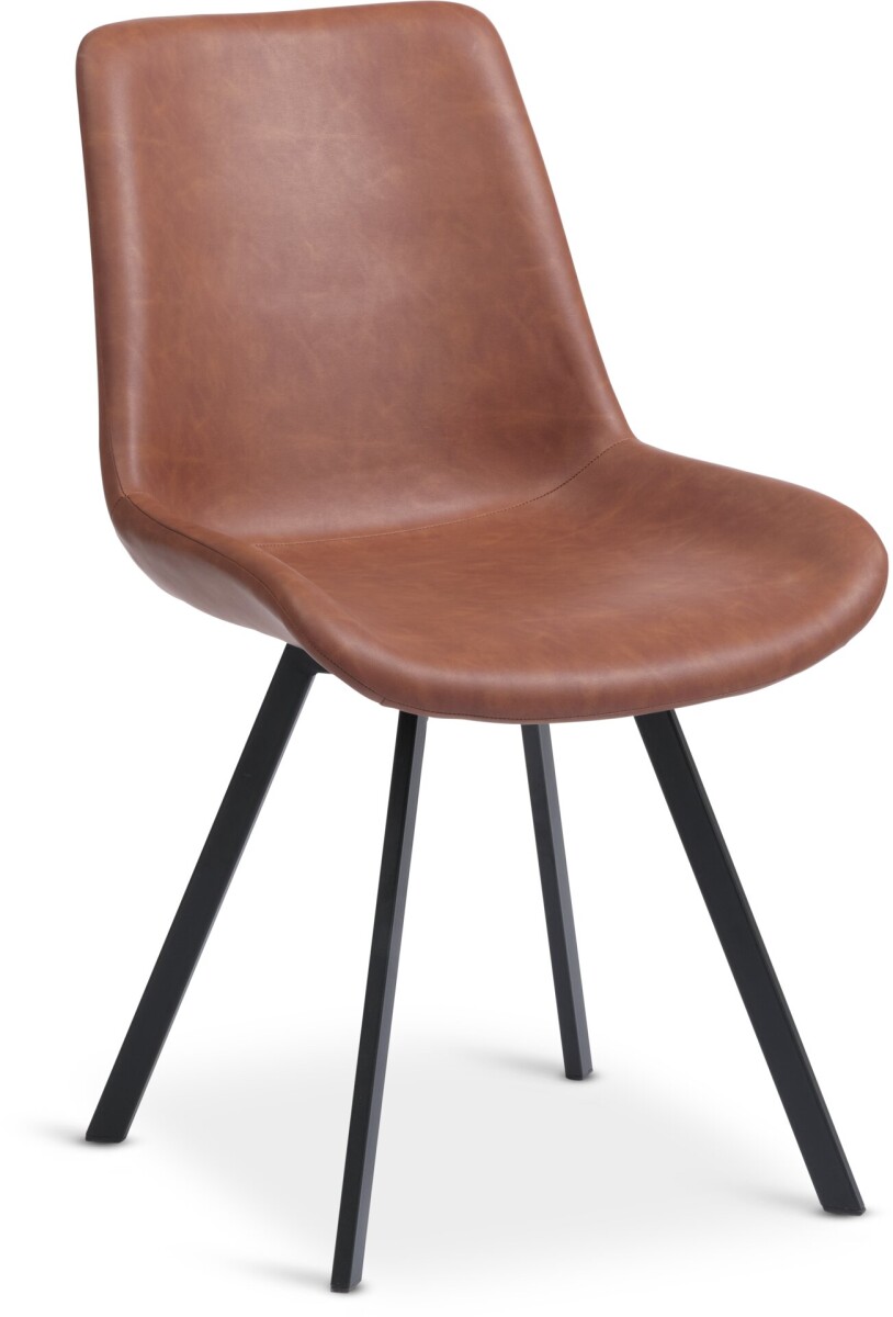 Silla de comedor HYGUM giratoria polipiel cognac/negro 