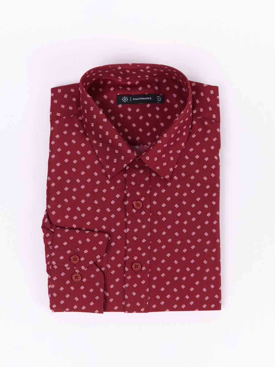 Camisa m/l estampada - bordo 