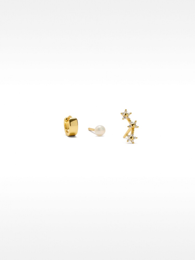 Set De Pendientes Com Circonitas - Plata De Ley 925 dorado