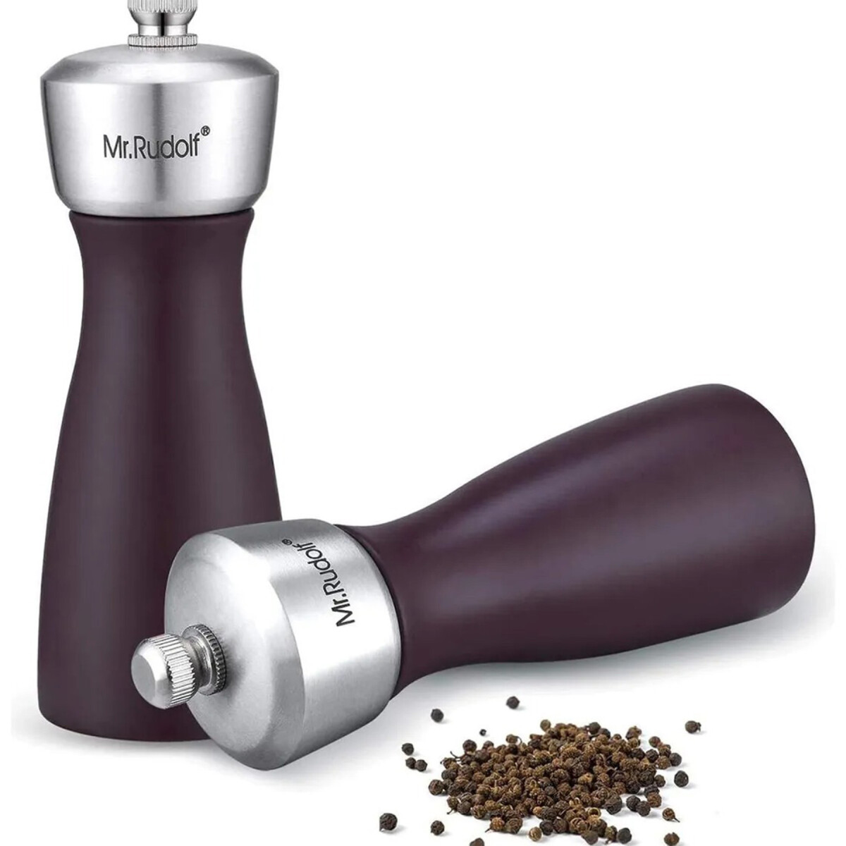 Set X2 Molinillo Salero Pimentero Acero Inoxidable Mr Rudolf - Color Marrón 