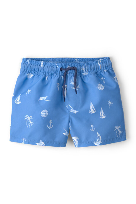 Short de baño con protección UPF 50+, azul, diseño veleros Short de baño con protección UPF 50+, azul, diseño veleros