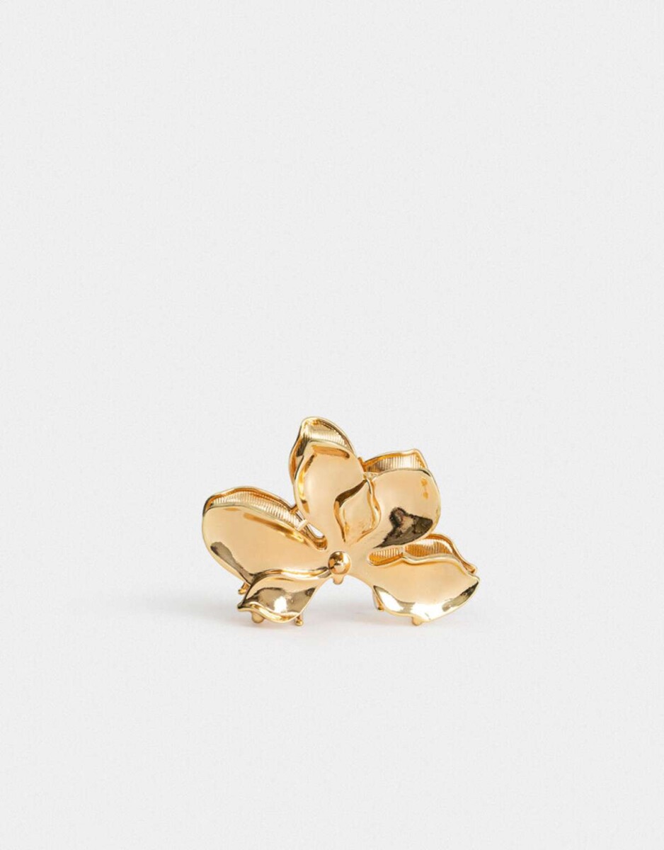Broche Metálico Flor - Dorado Antique Gold 