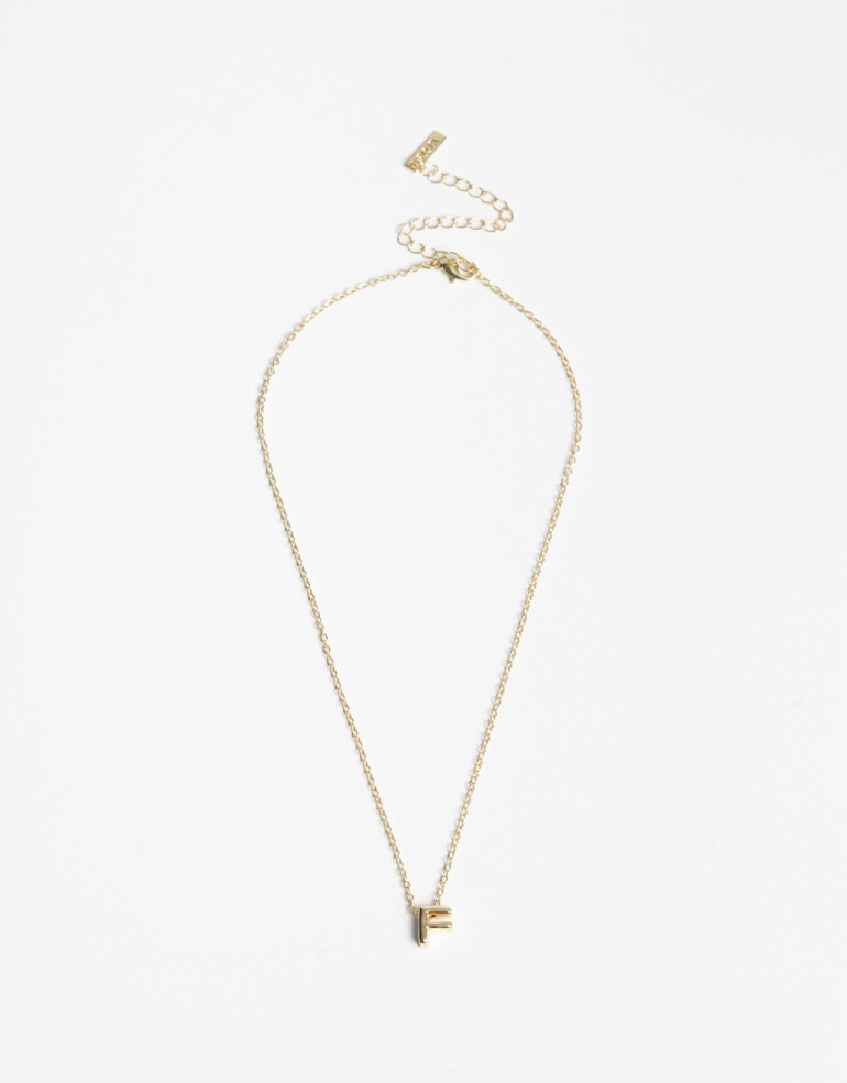 Cadena Corta con Dije Letras Collar Con Dije Metal. - Dorado