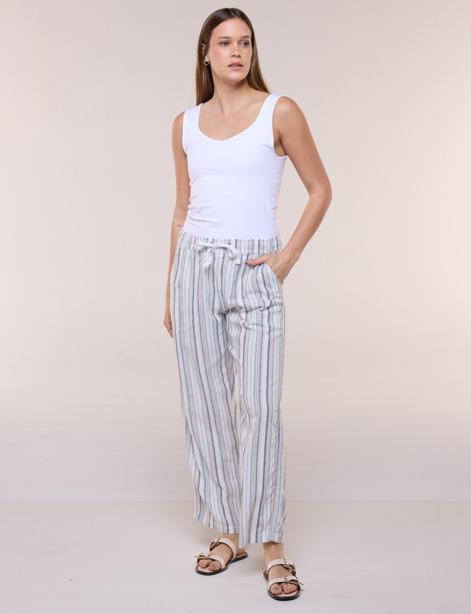 Pantalón Lino - Multi/beige 