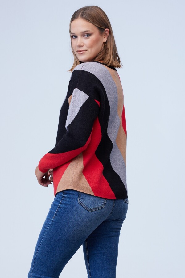 Buzo Dolman Colorblock MULTI/ROJO