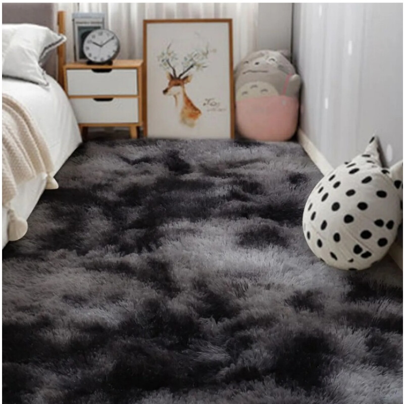 Alfombra Tapete Shaggy Peluda 150 X 200cm Pelo Alto Gris Oscuro