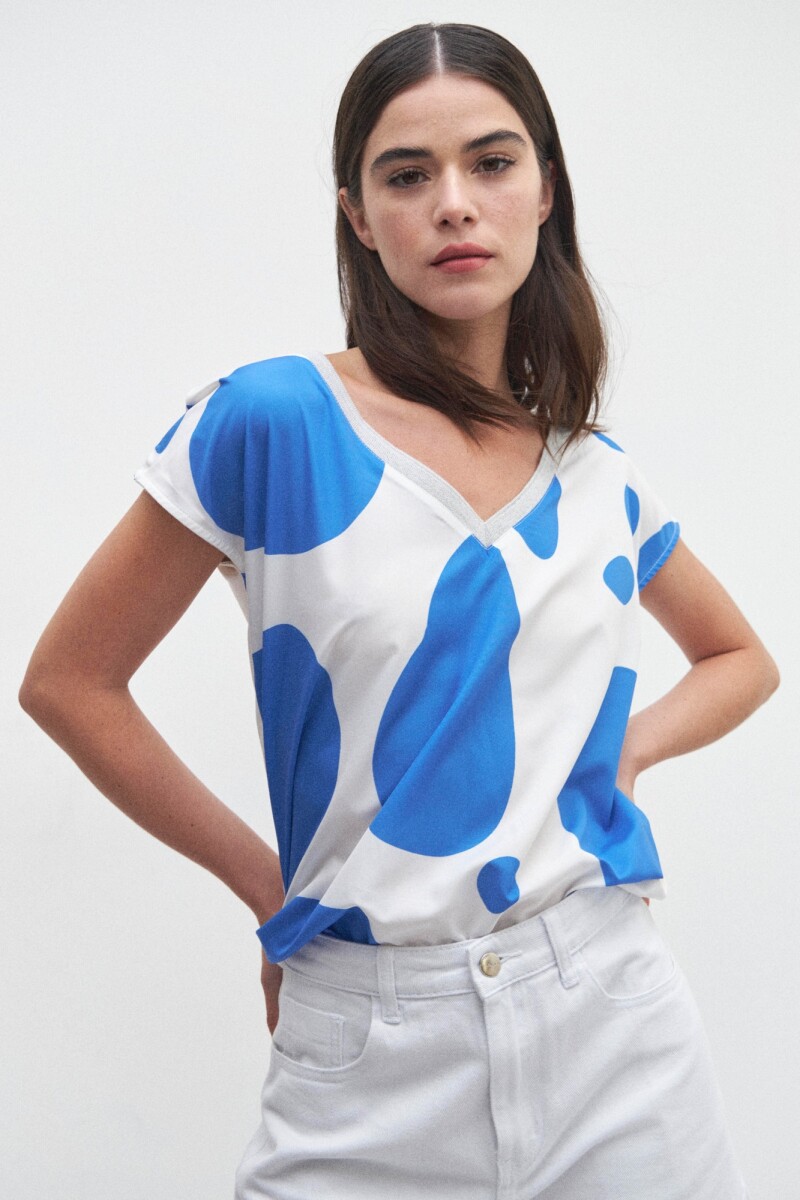 Blusa frente estampado azul francia