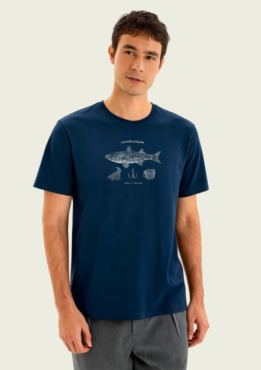 CAMISETA ESTAMPADA DE MANGA CORTA - AZUL 