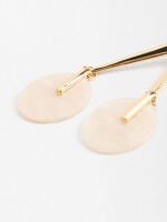 Pendientes Largos Con Círculo Perlado beige