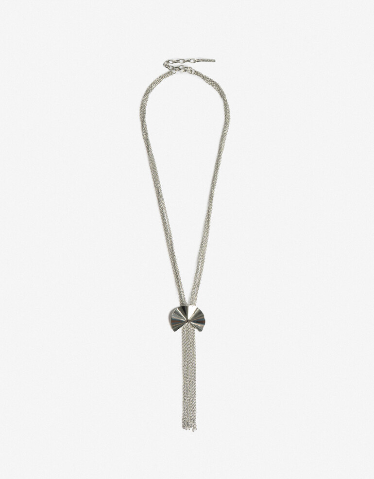 Collares Largos Metal Collar Largo De Metal - Plateado Rodio