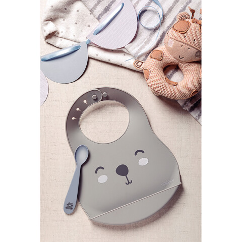 Kit infantil babero + cuchara gris "LE PETIT" -TRAMONTINA TR5188