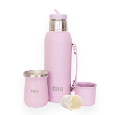 Set De Termo 1 Litro Y Mate Diseño Clásico brio Acero Inox Lavanda