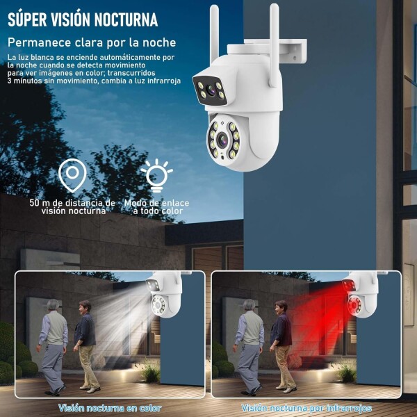 Cámara Seguridad Dual Domo Exteriores App Vision Nocturna Variante Color Blanco