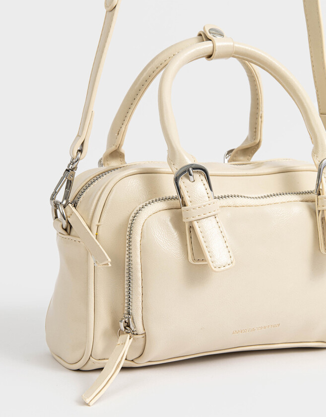 Bowling Noche Cartera Bowling Efecto Craquelada - Blanco Crudo