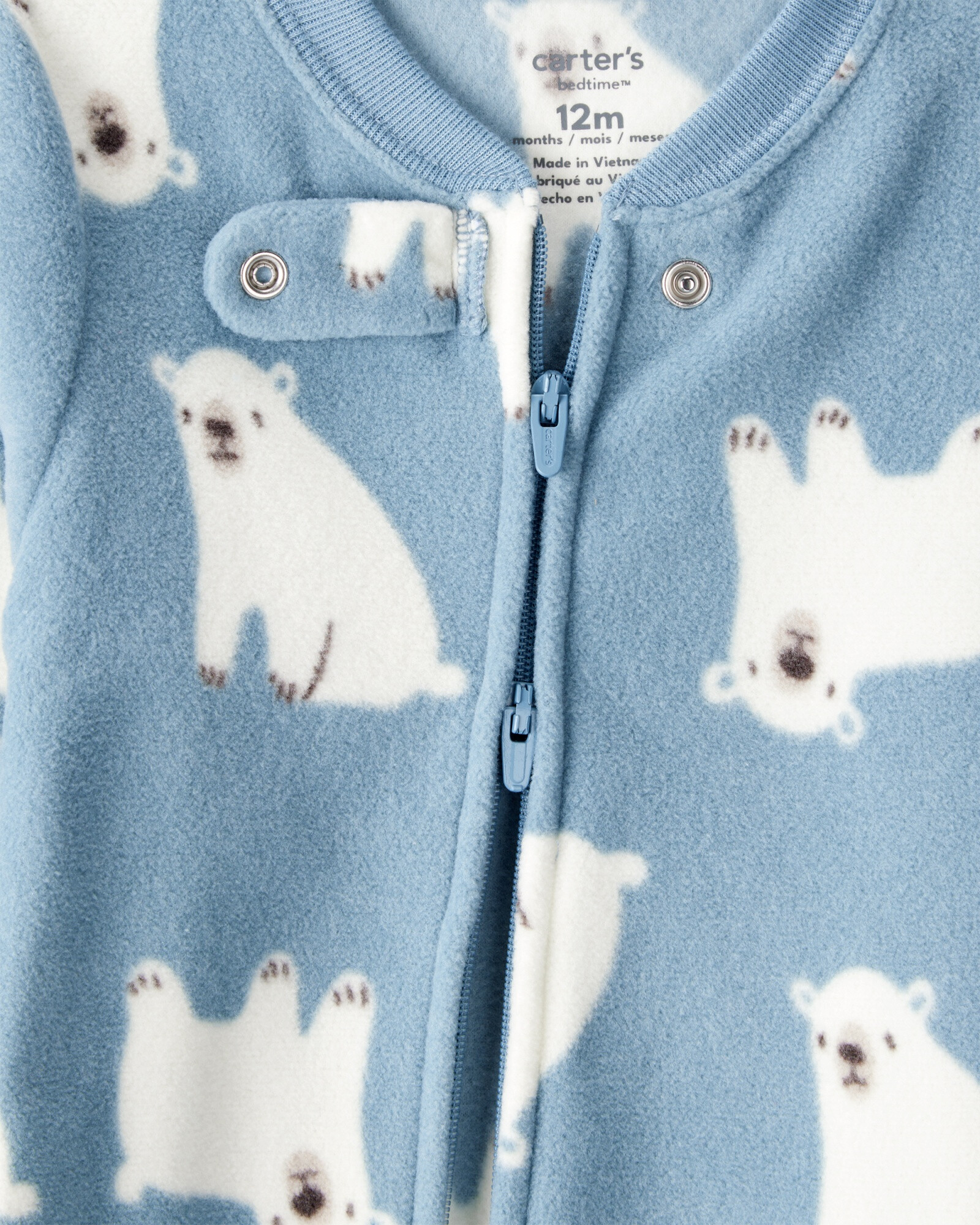 Pijama una pieza de micropolar, con pie, diseño osos polares Pijama una pieza de micropolar, con pie, diseño osos polares