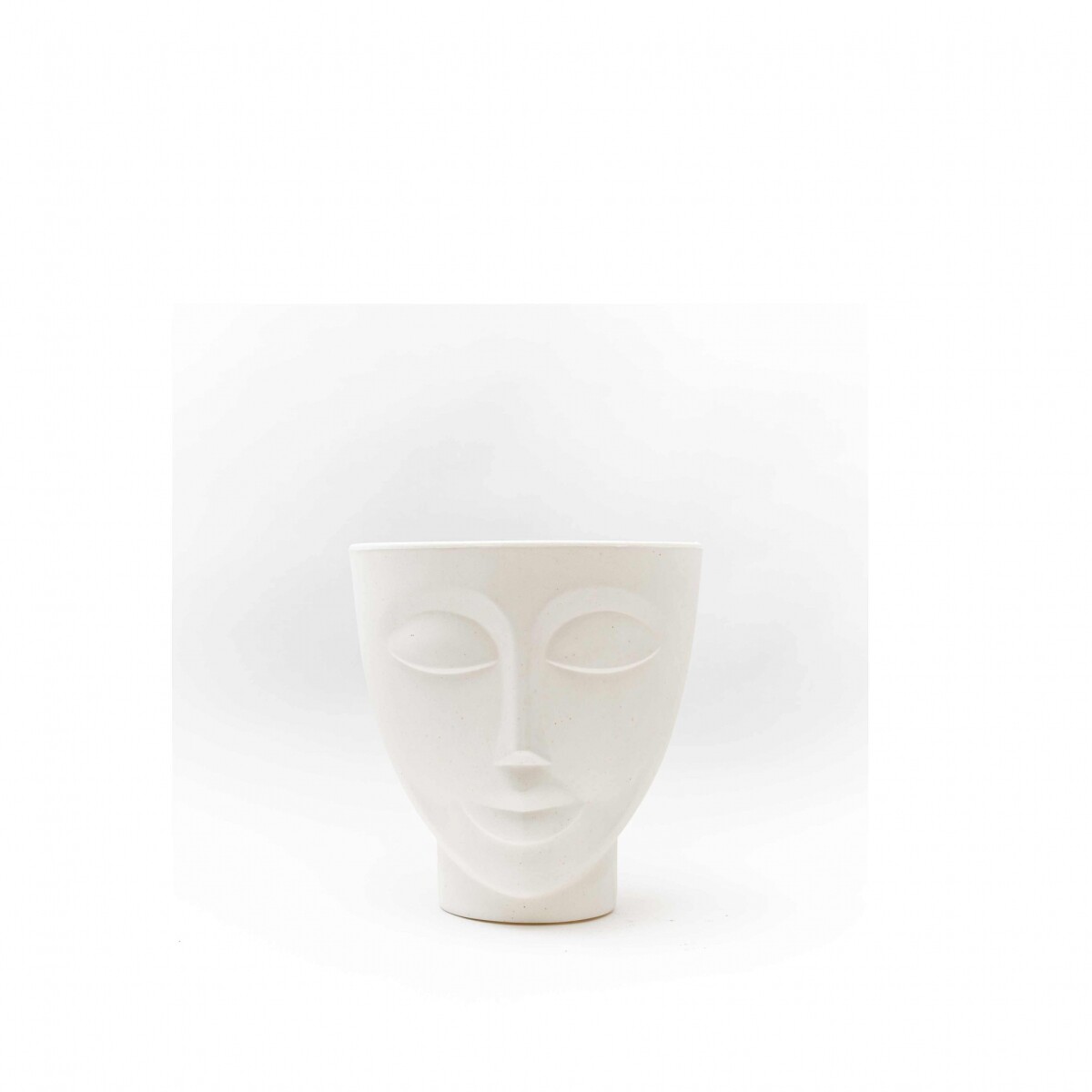 MACETA FACE MUJER CON SUCULENTAS - BLANCO 