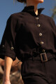 BLUSA MANGA RANGLAN CUELLO ALTO ENGOMADO Negro