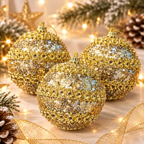 Esfera de Navidad Dorada x3 Esfera de Navidad Dorada x3