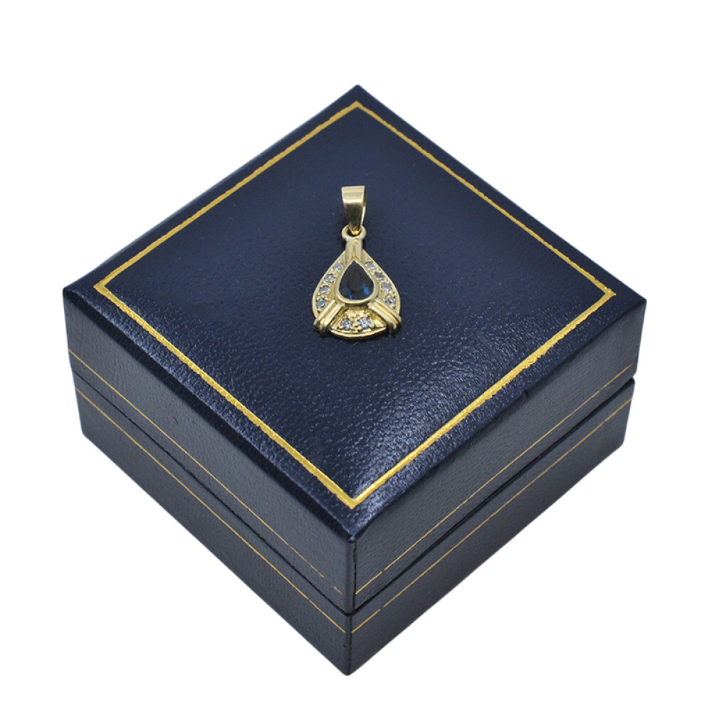 Colgante en oro 18k amarillo con zafiro y brillantes Colgante en oro 18k amarillo con zafiro y brillantes
