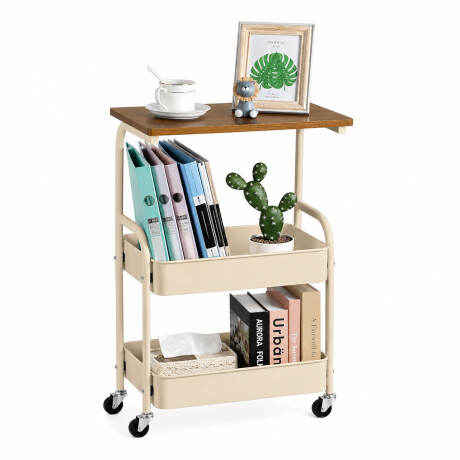 Carrito Organizador Multiuso C/Mesa 3Niv Con Ruedas 360 Beige