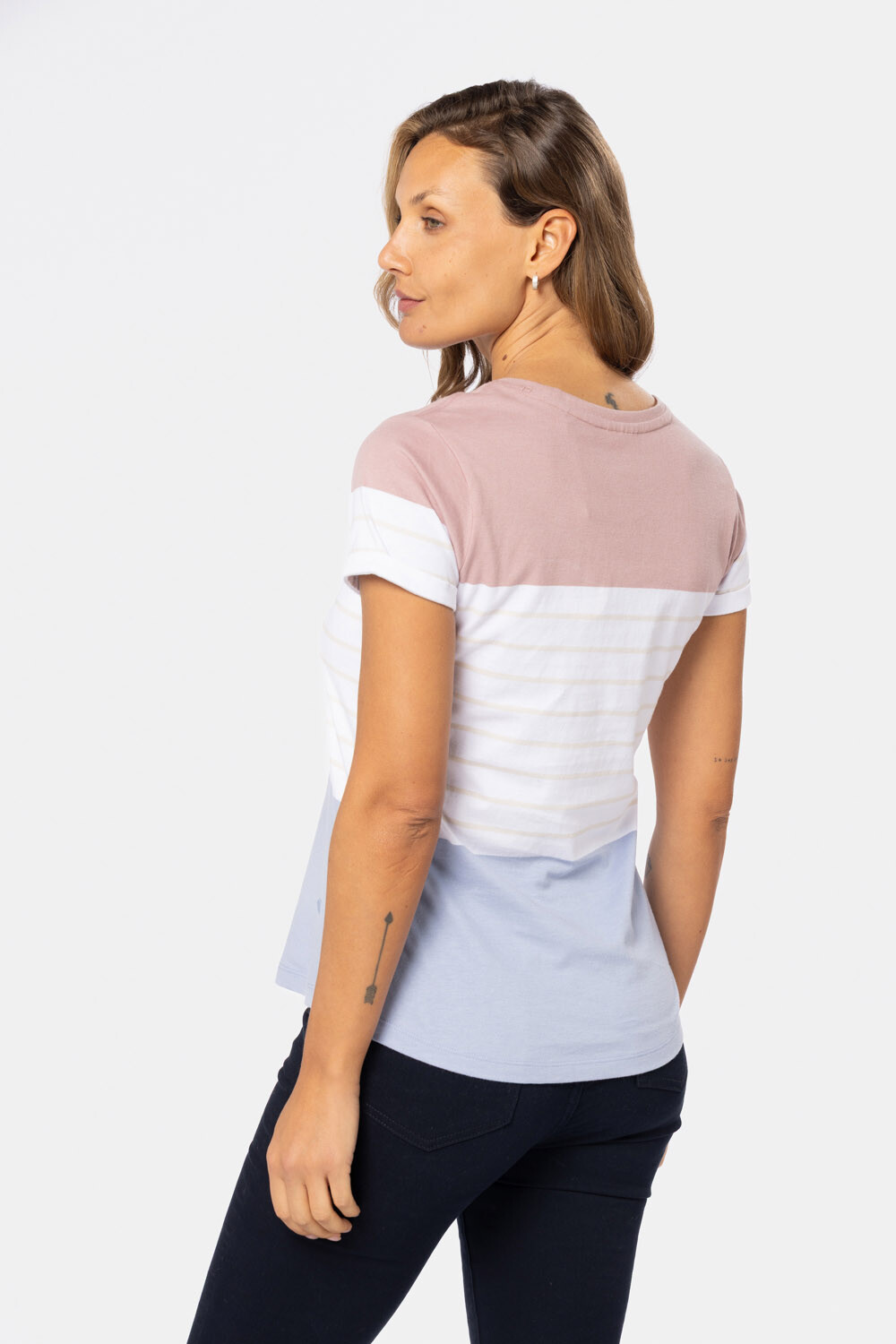 REMERA RAYADA Rosado