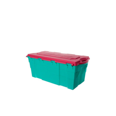 Baúl organizador de plástico verde y rosa 100 L