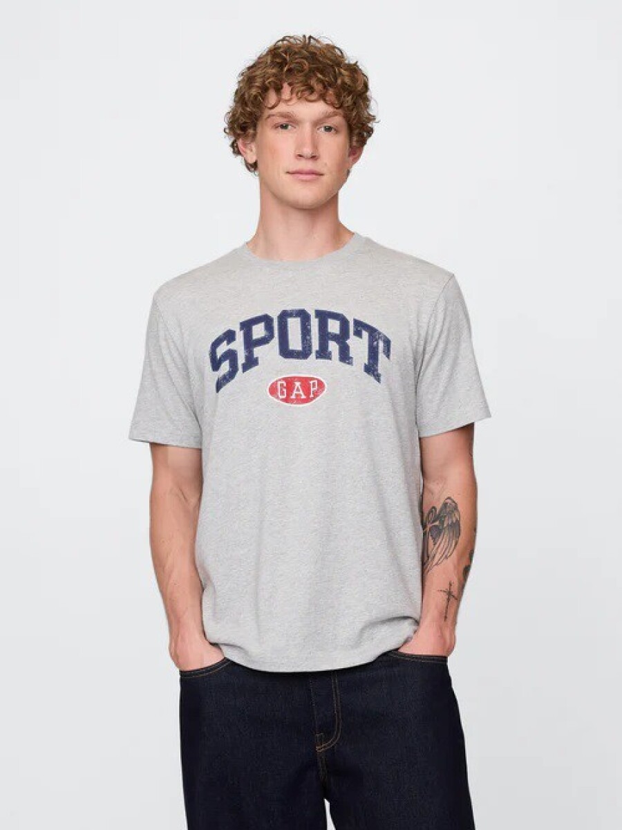 Remera Gráfico Hombre - Light Heather Grey B08 