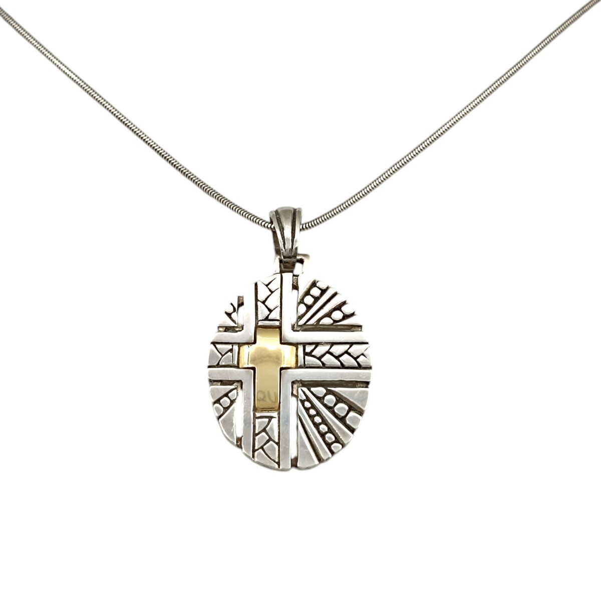 Dije Colgante Cruz-Plata y Oro-Sin Piedra-CP5336 - sinpiedra 