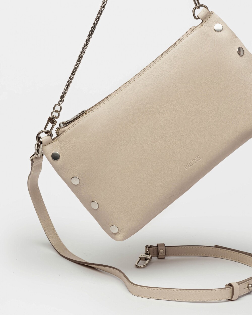 Cartera al Hombro Moss En Cuero Liso Satinado Natural