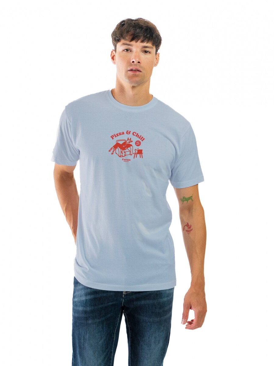 Remera Estampada Cuello Base - Jean/ Diseño 027 