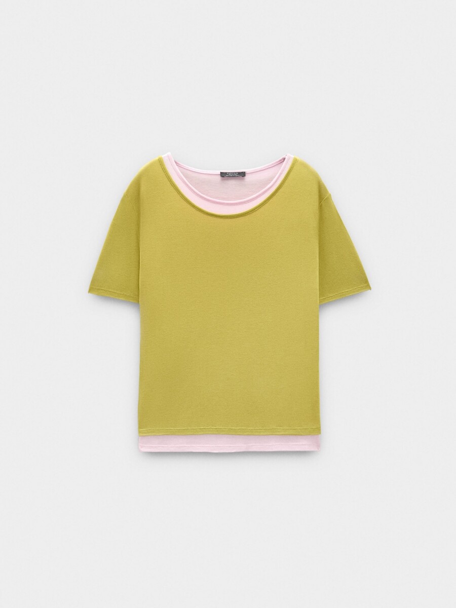 Camiseta Básica Bicolor verde