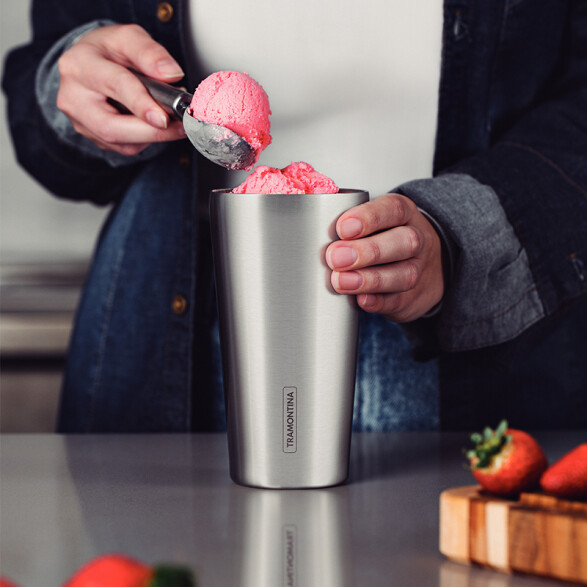 Vaso térmico plateado 420ml. "EXATA" -TRAMONTINA TF6705