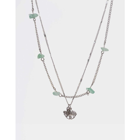 Collar Con Piedra Natural Aventurina Plateado