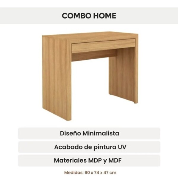 Escritorio ComboHome Diseño Premium 1 Cajón 90Cm Mdf Calidad Marrón 1