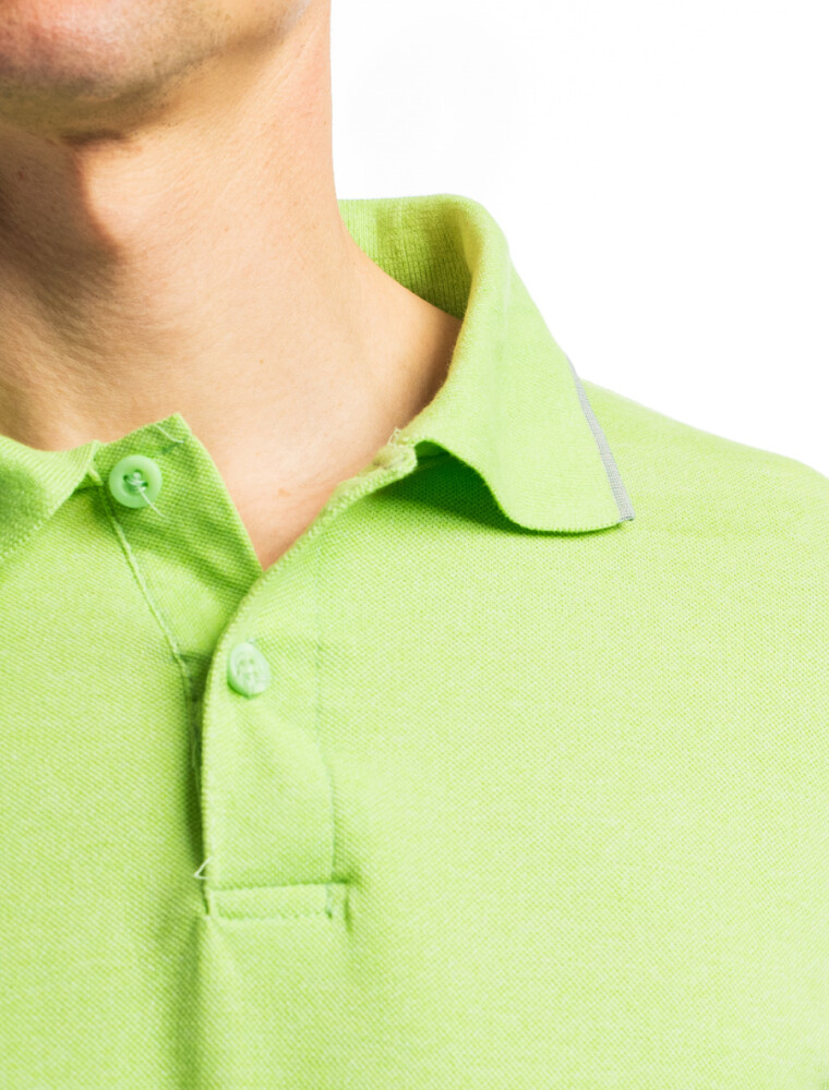 Remera Polo Algodón Verde Claro Melange/Gris Claro