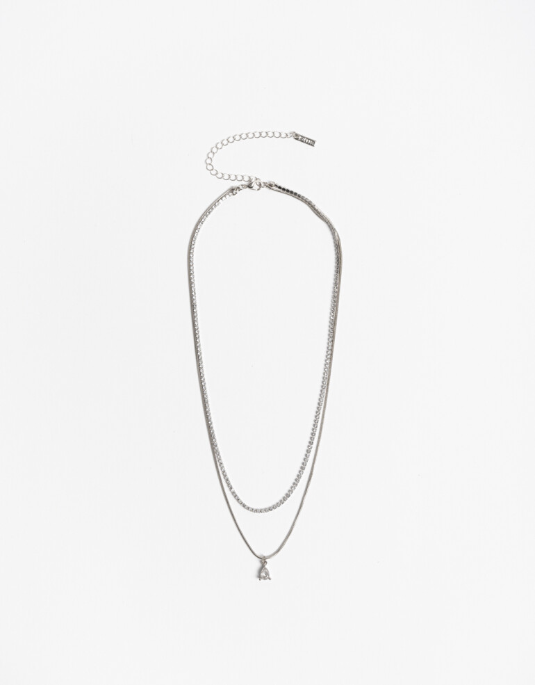 Collares Cortos Strass Collares Cortos, Strass Basics - Plateado Rodio
