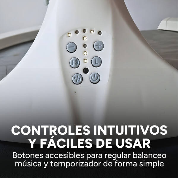 Silla Mecedora Bebé 5 Niveles Control Bluetooth Tul Mesita Color Verde