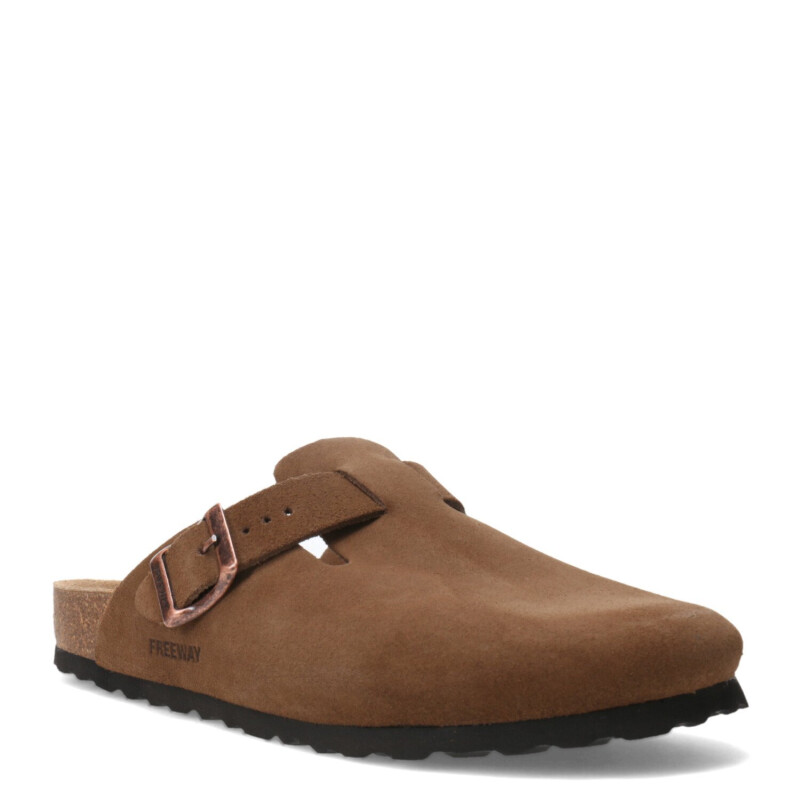 Sandalias de Mujer Freeway Zueco Casual 1 Hebilla Marrón Habana (Gamuza)