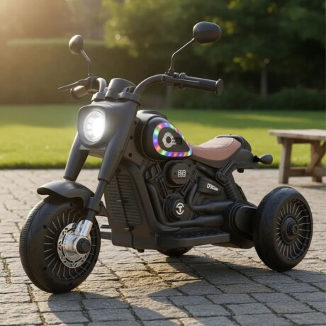 Moto BLASTER a Bateria 6V con Luces y Sonido Bebesit - Negra NEGRO