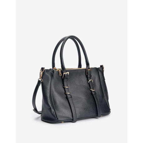 Cartera City Con Doble Asa De Mano Y Detalles De Hebillas Negro