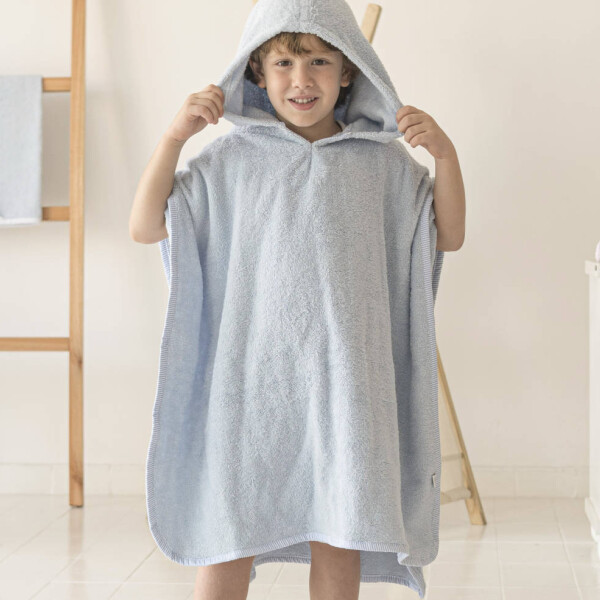 Poncho de toalla celeste con rayas 1 a 3 años